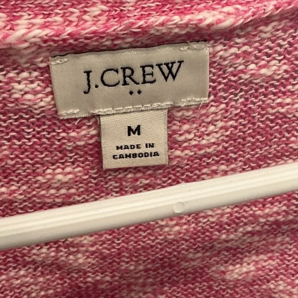 J.Crew Womens V-Neck Cotton Cardigan Sweater M Pink Beach Preppy Layers Fall